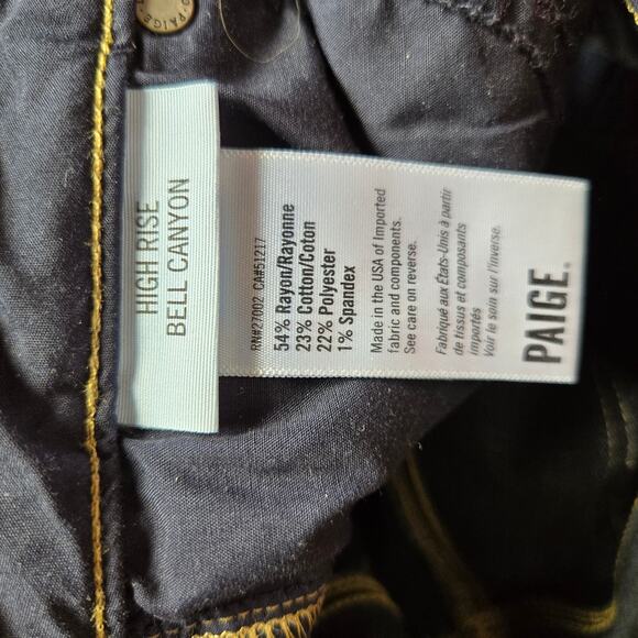 PAIGE High Rise Bell Canyon Women's Size 26 Flare Denim Jeans Blue Stretch Blend - Picture 7 of 11